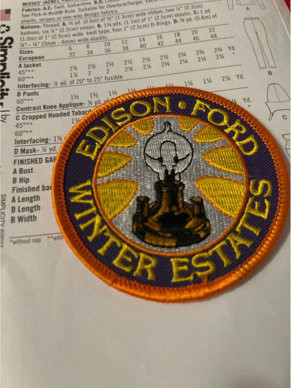 Edison Ford Winter Estates Vintage Embroidered Patch